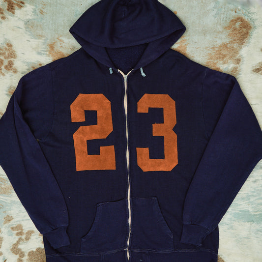 1970's 23 Suede Patch Zip Hoodie